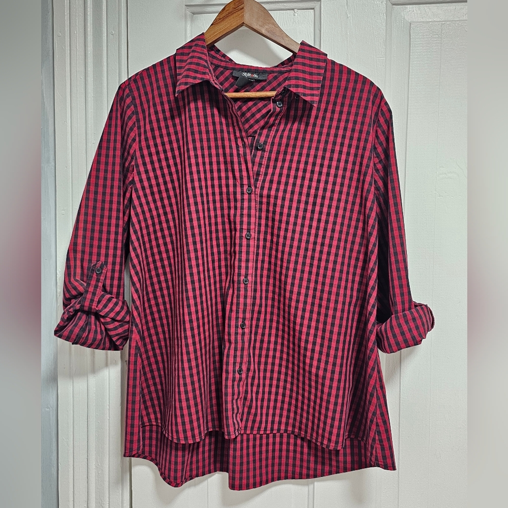 Ladie's Red and Black Checkered Shirt